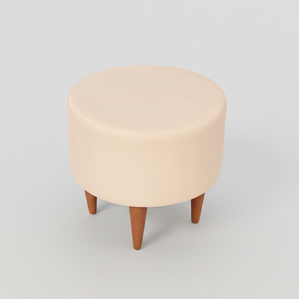 Round Pouf Wooden Legs