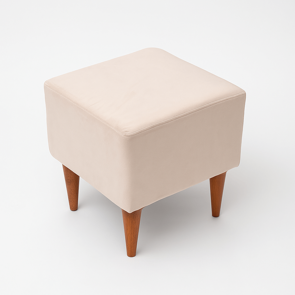 Square Pouf Wooden Legs